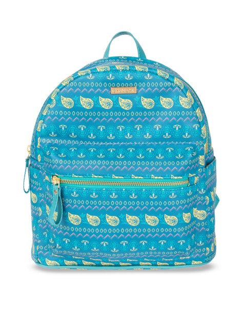 

Chumbak Women Teal Graphic Backpack