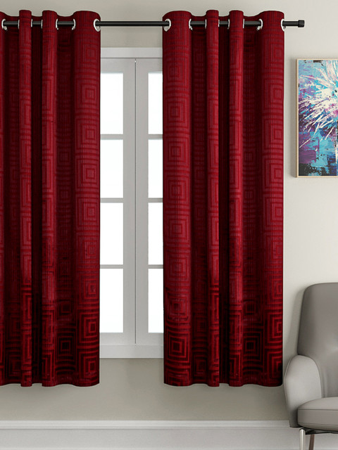 

VRINDA Red Single Window Curtain