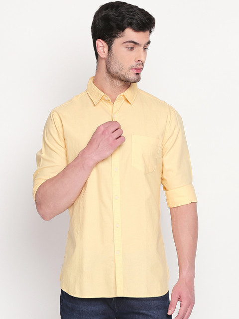 

BYFORD by Pantaloons Men Yellow Slim Fit Solid Casual Shirt