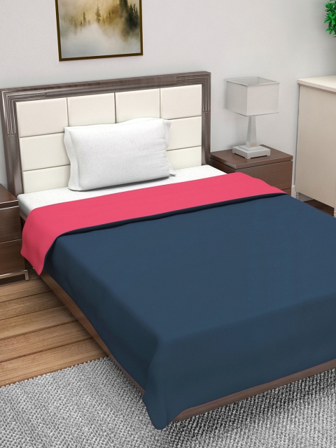 

Divine Casa Teal Blue & Pink Solid AC Room 110 GSM Single Bed Quilt