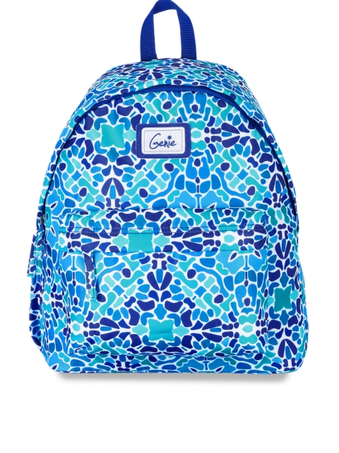 

Genie Women Blue Printed 15 inches Small Backpack