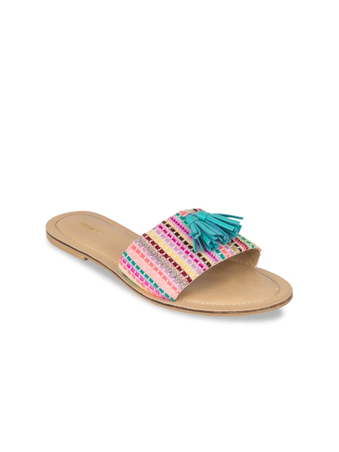 

Chumbak Women Pink Woven Design Open Toe Flats