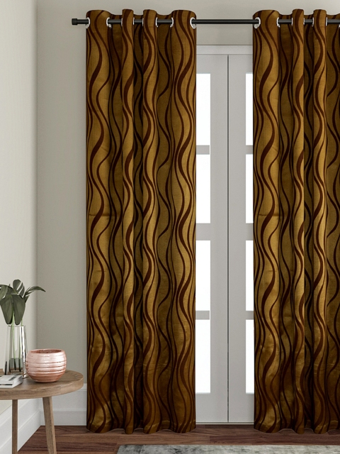 

VRINDA Gold-Toned & Brown Single Door Curtains