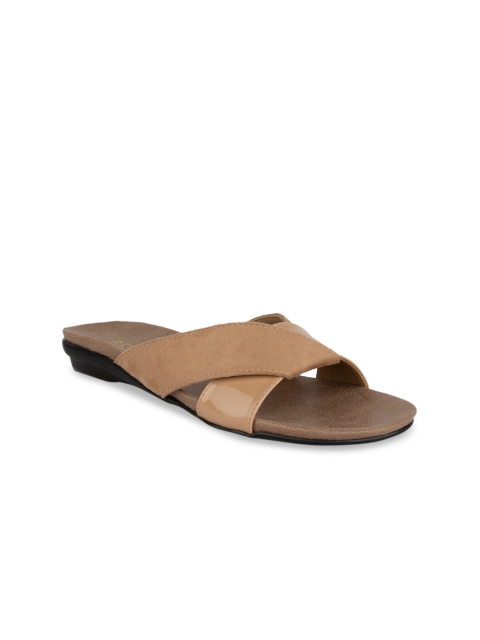 

SOLES Women Beige Solid Open Toe Flats