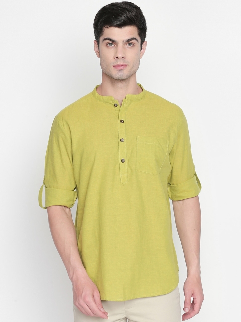 

indus route by Pantaloons Men Lime Green Solid Straight Kurta