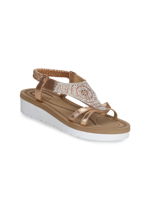 

Truffle Collection Women Rose Gold Textured Wedges