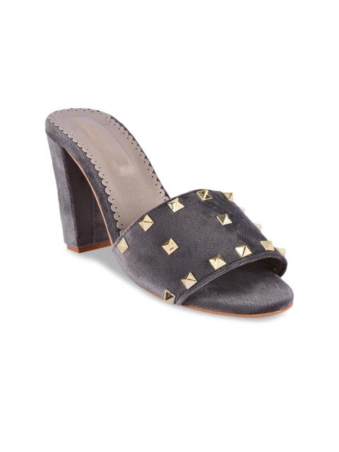 

BuckleUp Women Grey Solid Embellished Heels