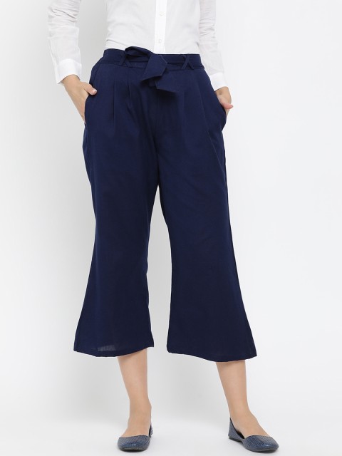 

Meee Women Navy Blue Regular Fit Solid Culottes