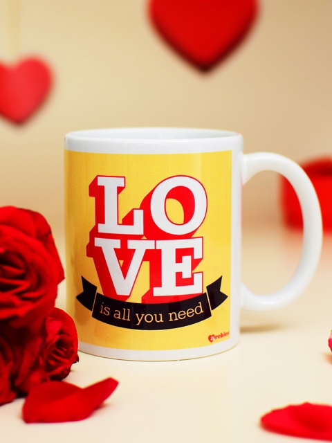 

Archies Love Gifts White & Yellow Printed Ceramic Cup
