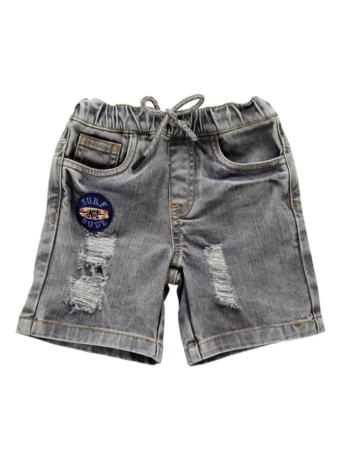 

KiddoPanti Boys Grey Solid Regular Fit Denim Shorts