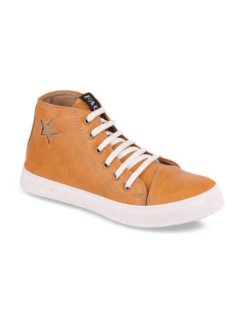 

FAUSTO Women Tan Brown Solid Mid-Top Sneakers
