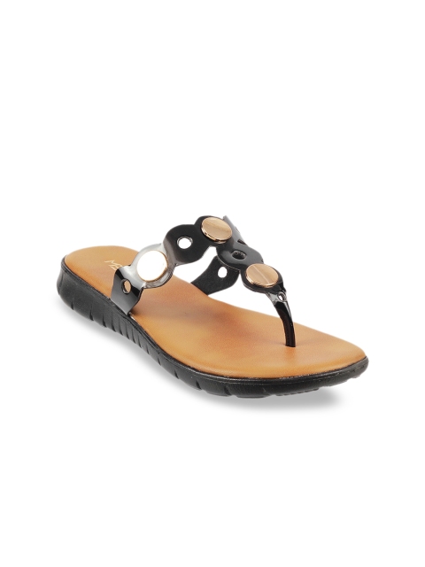 

Metro Women Black Textured T-Strap Flats