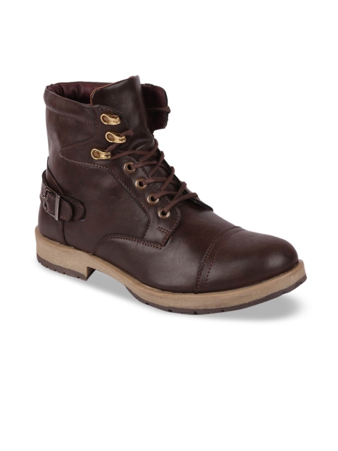 

FAUSTO Men Coffee Brown Flat Boots
