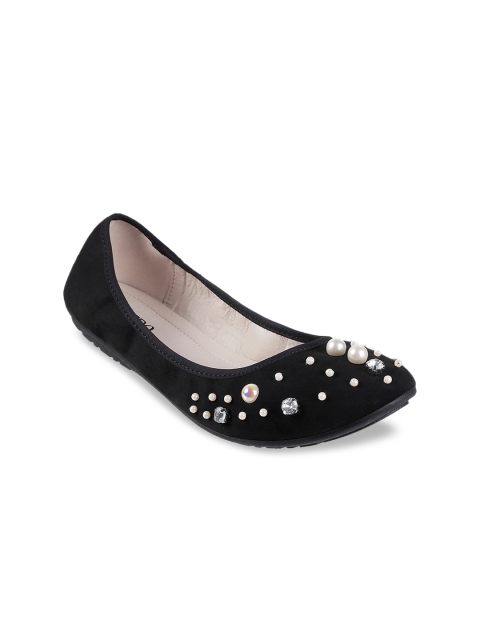

Metro Women Black Solid Embellished Ballerinas