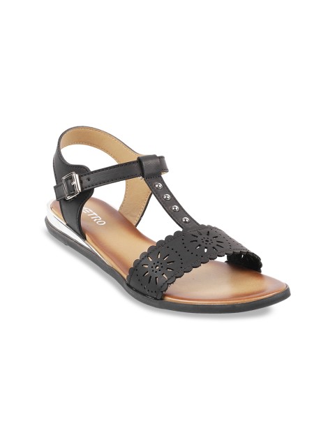 

Metro Women Black Solid Open Toe Flats