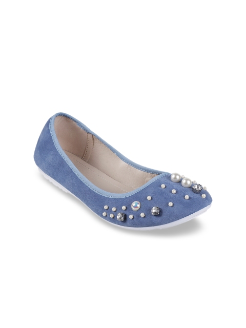 

Metro Women Blue Solid Embellished Ballerinas