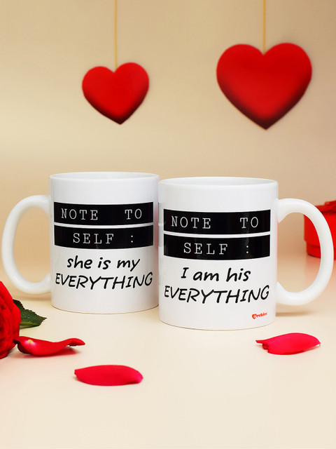 

Archies Love Gifts White 2-Pieces Printed Ceramic Cups Set