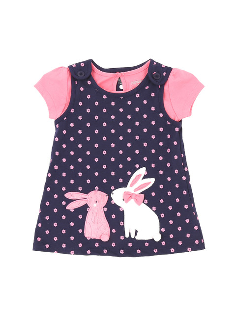

Pantaloons Baby Girls Blue & Pink A-Line Dress