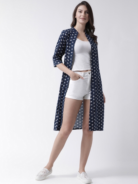 

pinwheel Women Blue & White Printed Open Front Shrug