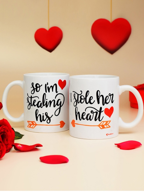 

Archies Love Gifts White 2-Pieces Printed Ceramic Mug Set