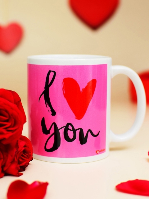 

Archies Love Gifts White & Pink Printed Coffee Mug