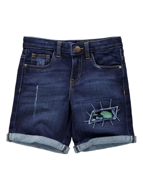 

KiddoPanti Boys Blue Solid Regular Fit Denim Shorts