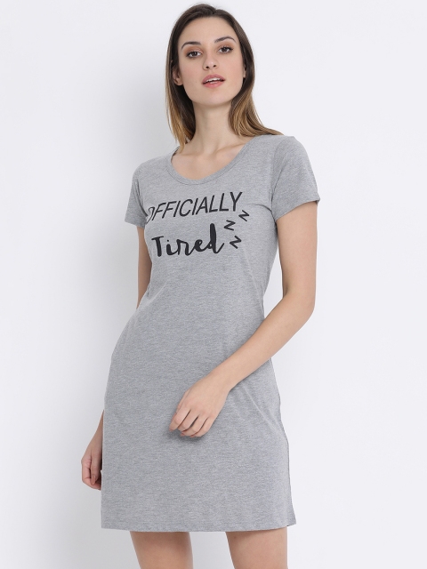 

Clovia Grey Printed Nightdress NS1209P01XL