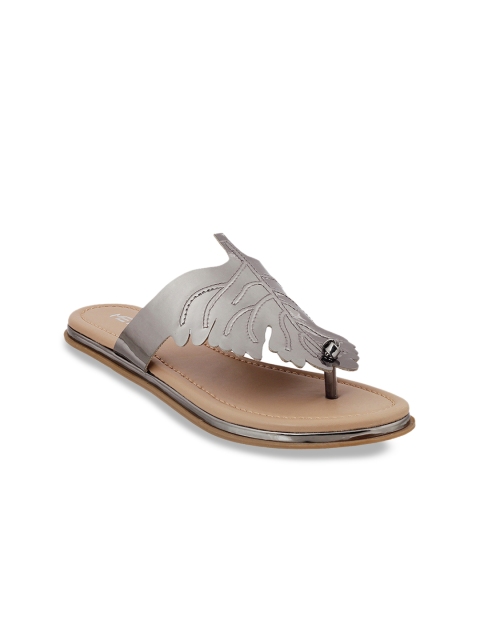 

Metro Women Grey Textured Open Toe Flats