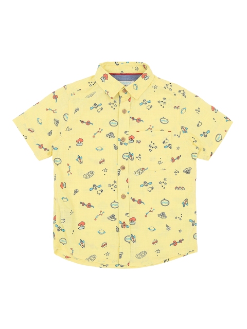 

Pantaloons Junior Boys Yellow Regular Fit Printed Casual Shirt