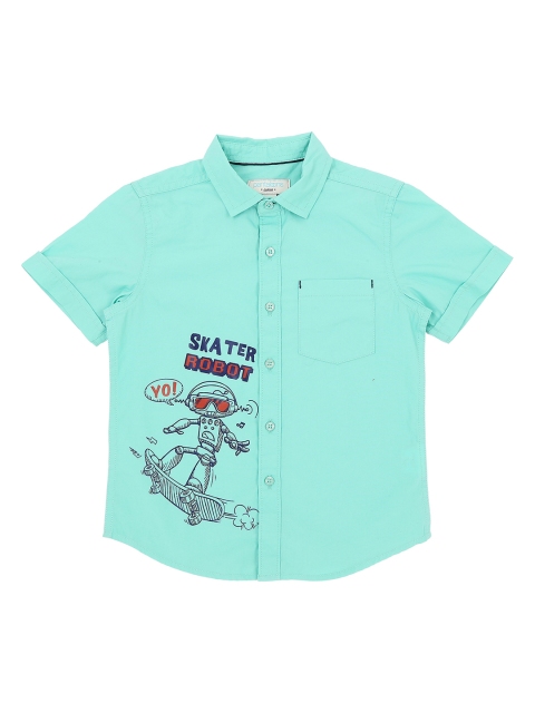 

Pantaloons Junior Boys Sea Green Regular Fit Printed Casual Shirt