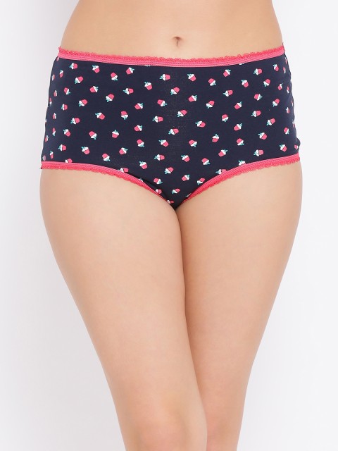

Clovia Women Navy Blue & Pink Printed Hipster Briefs PN2881P08XL