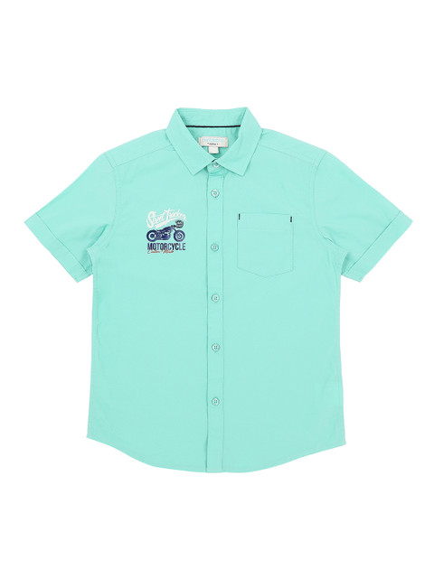 

Pantaloons Junior Boys Sea Green Regular Fit Solid Casual Shirt