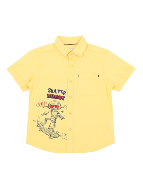 

Pantaloons Junior Boys Yellow Regular Fit Printed Casual Shirt