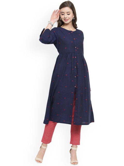 

Kiaasa Women Blue Printed A-Line Kurta