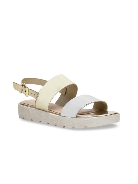 

ALDO Women Silver-Coloured & Gold-Coloured Colourblocked Solid Flatforms