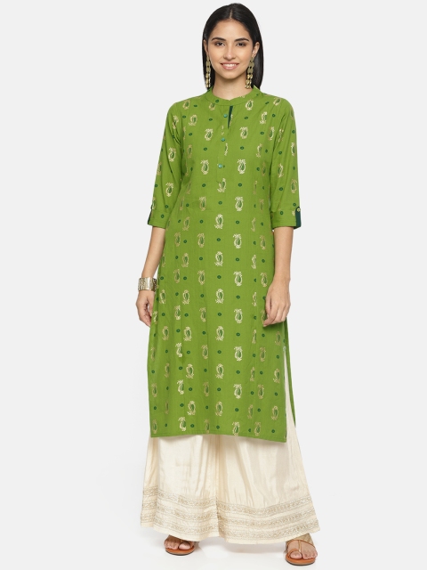 

Alena Women Green Printed Straight Kurta