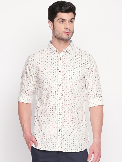 

BYFORD by Pantaloons Men Cream-Coloured & Red Slim Fit Printed Casual Shirt