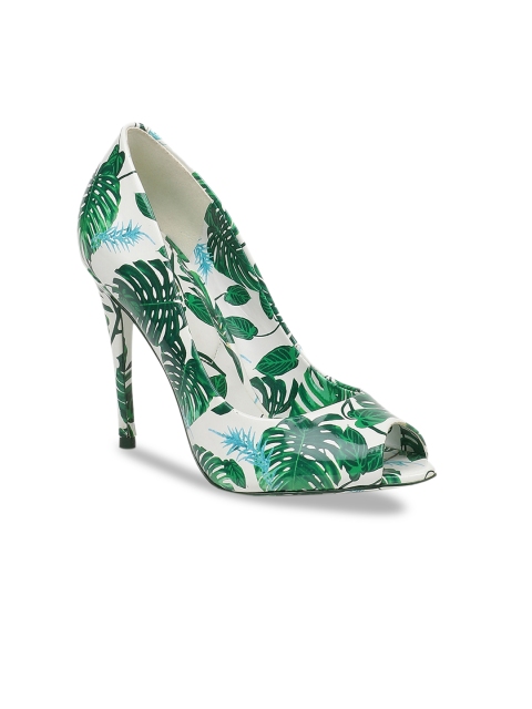 

ALDO Women White & Green Printed Pumps