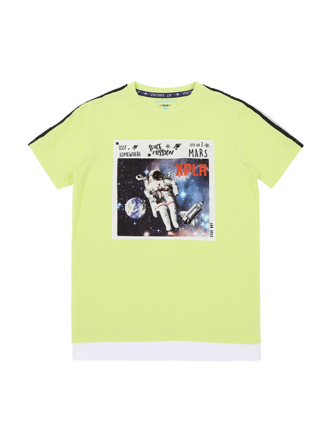

Pantaloons Junior Boys Green Printed Round Neck T-shirt
