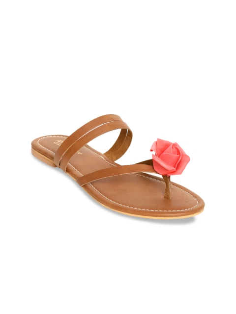 

Monrow Women Tan Brown Solid Open Toe Flats