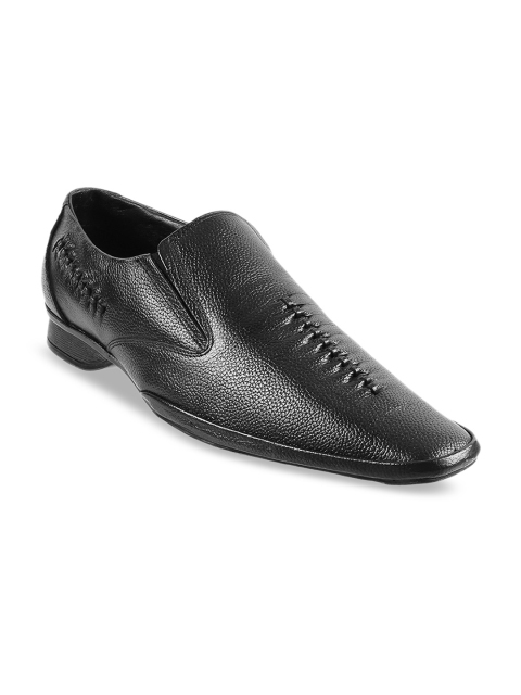 

Mochi Men Black Leather Formal Slip-On Shoes