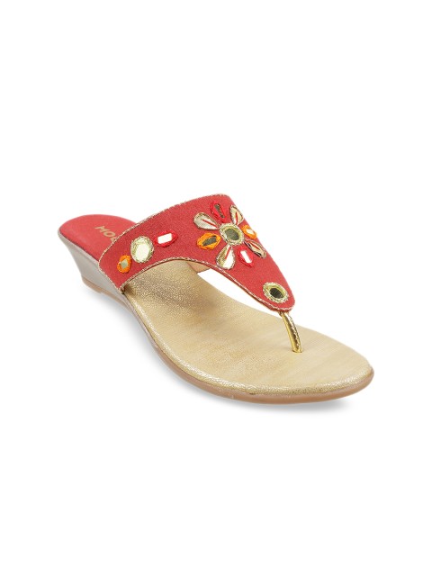 

Mochi Women Red & Beige Woven Design Sandals