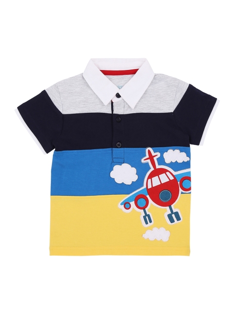 

Pantaloons Baby Boys Grey Melange Colourblocked Polo Collar T-shirt