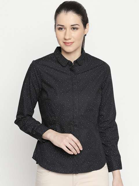 

Annabelle by Pantaloons Women Black Regular Fit Printed Formal Shirt