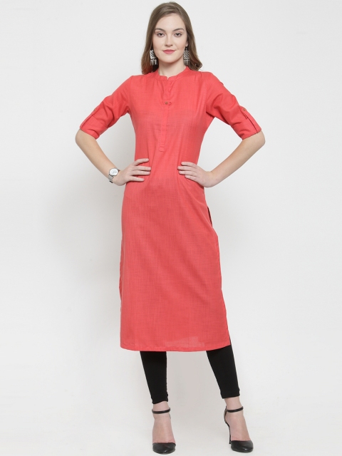

Kiaasa Women Pink Solid Straight Kurta