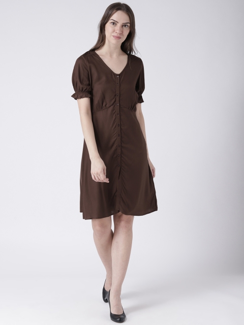 109F Women Brown Empire Dress