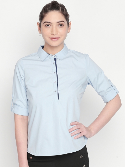 

Annabelle by Pantaloons Women Blue Regular Fit Solid Formal Shirt