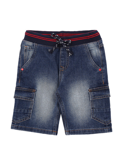 

Pantaloons Junior Boys Blue Washed Regular Fit Denim Shorts