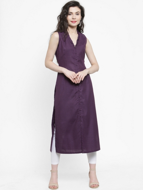

Kiaasa Women Purple Solid Straight Kurta