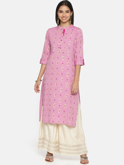 

Alena Women Pink Printed Straight Kurta